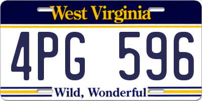 WV license plate 4PG596