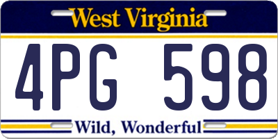 WV license plate 4PG598