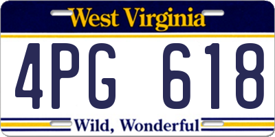 WV license plate 4PG618