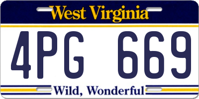 WV license plate 4PG669