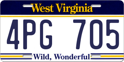 WV license plate 4PG705