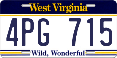 WV license plate 4PG715