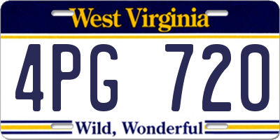 WV license plate 4PG720