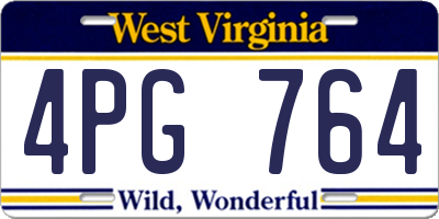WV license plate 4PG764