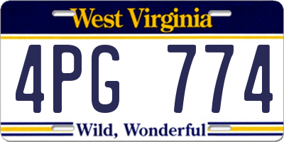 WV license plate 4PG774