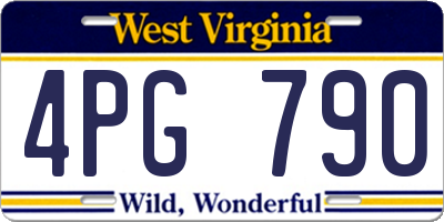 WV license plate 4PG790