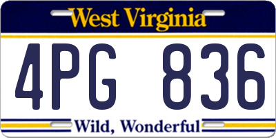 WV license plate 4PG836