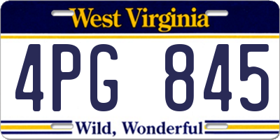 WV license plate 4PG845