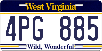WV license plate 4PG885