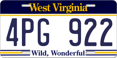 WV license plate 4PG922