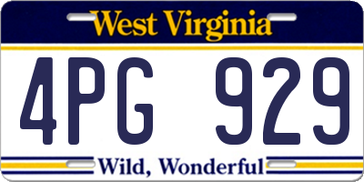 WV license plate 4PG929