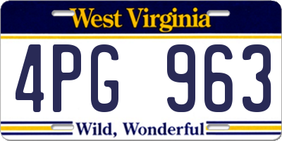 WV license plate 4PG963