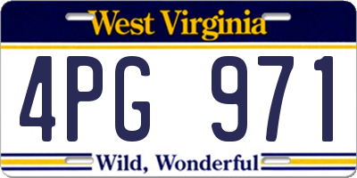 WV license plate 4PG971