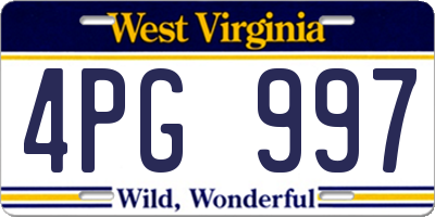 WV license plate 4PG997