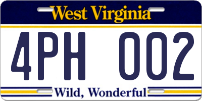 WV license plate 4PH002