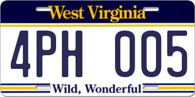 WV license plate 4PH005