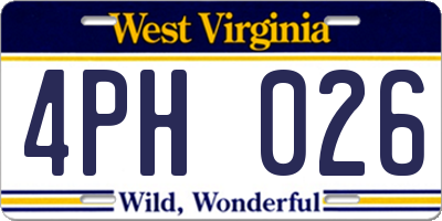 WV license plate 4PH026