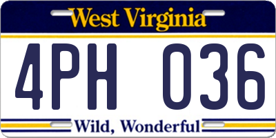 WV license plate 4PH036