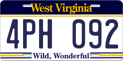 WV license plate 4PH092