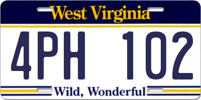 WV license plate 4PH102