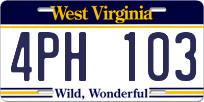 WV license plate 4PH103