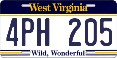 WV license plate 4PH205