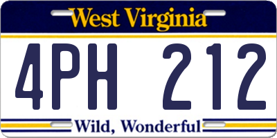 WV license plate 4PH212