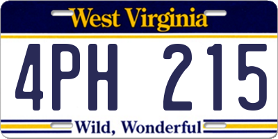 WV license plate 4PH215