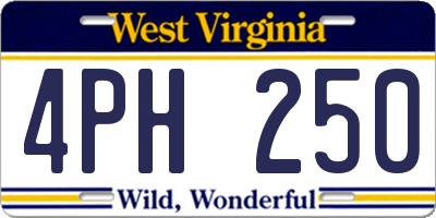 WV license plate 4PH250