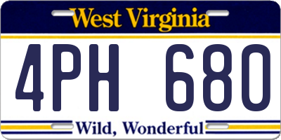 WV license plate 4PH680