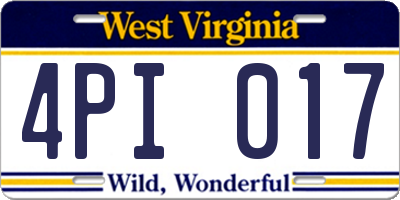 WV license plate 4PI017