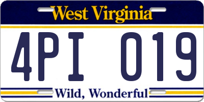 WV license plate 4PI019