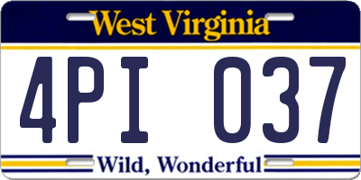 WV license plate 4PI037