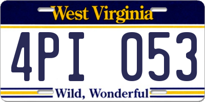 WV license plate 4PI053