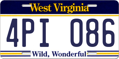 WV license plate 4PI086