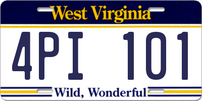 WV license plate 4PI101