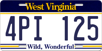 WV license plate 4PI125