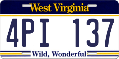 WV license plate 4PI137