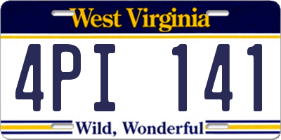 WV license plate 4PI141