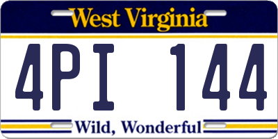 WV license plate 4PI144