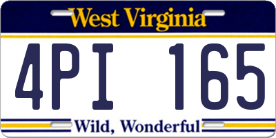WV license plate 4PI165