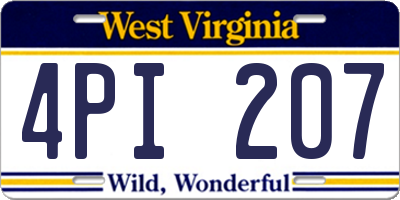 WV license plate 4PI207