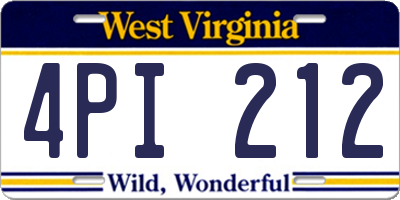 WV license plate 4PI212