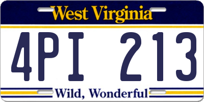 WV license plate 4PI213