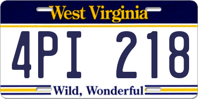 WV license plate 4PI218
