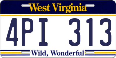 WV license plate 4PI313