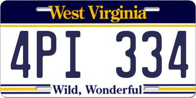 WV license plate 4PI334