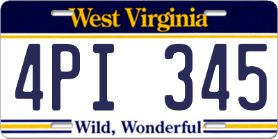 WV license plate 4PI345