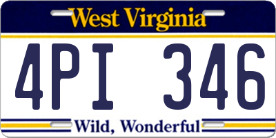 WV license plate 4PI346