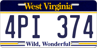 WV license plate 4PI374